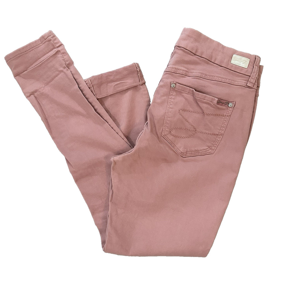 SEVEN7 Size 10 Rose Pink Skinny Jeans High Rise 29.5” Inseam Stretch Crop Womens